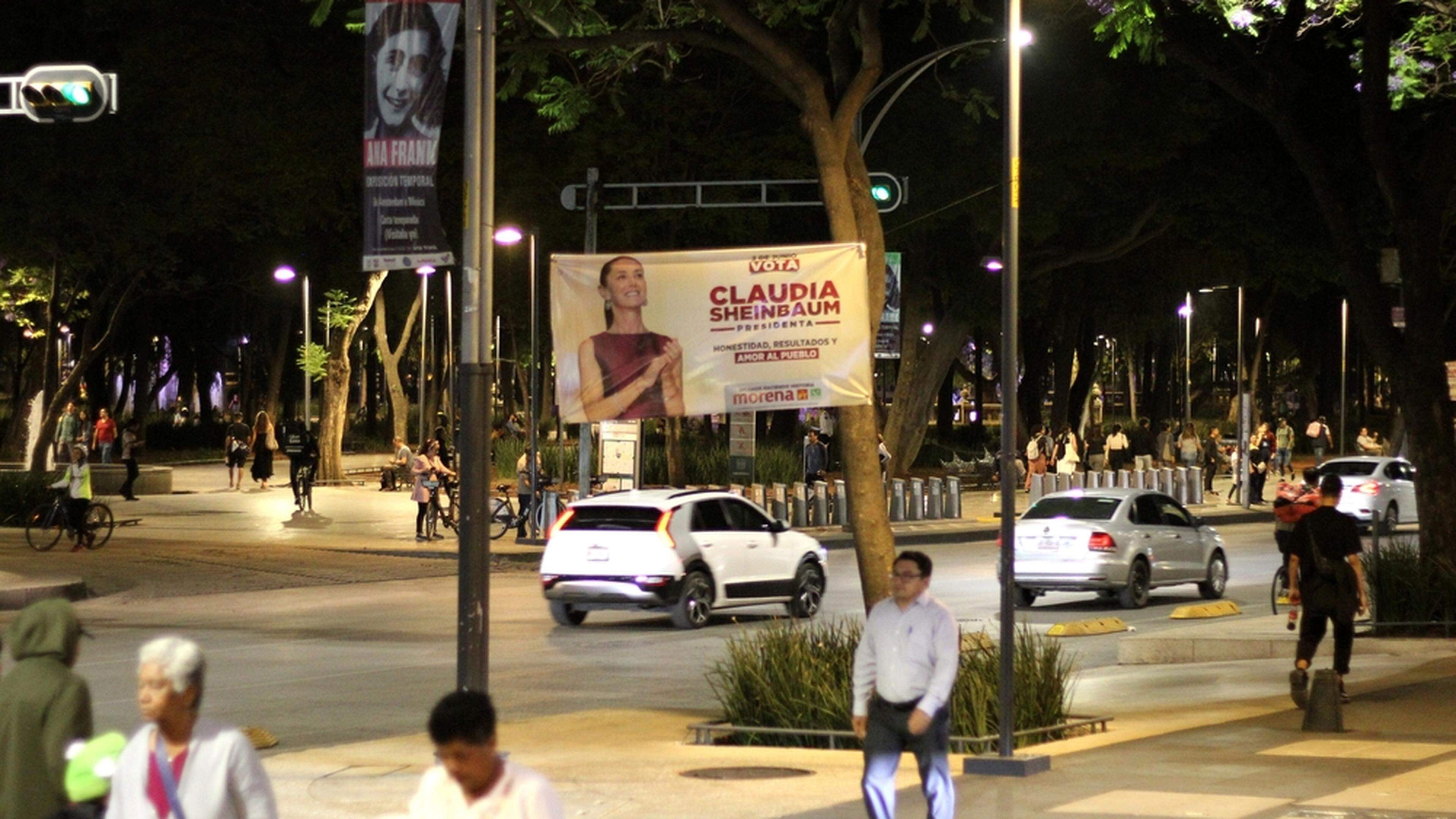 Presidential political campaign for the June elections showing candidate Claudia Sheinbaum for the Morena Party