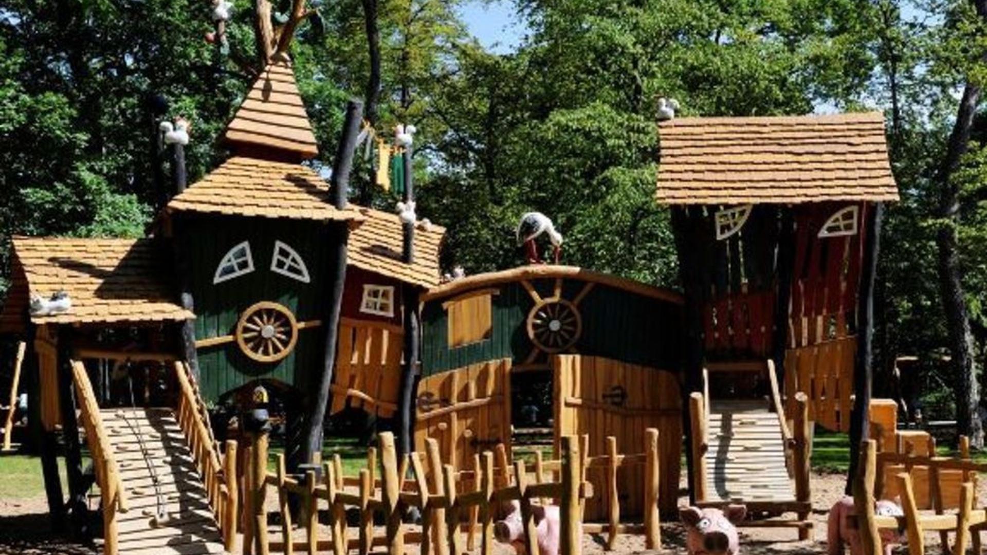 Farm-themed park complete with pigs, cows and chickens