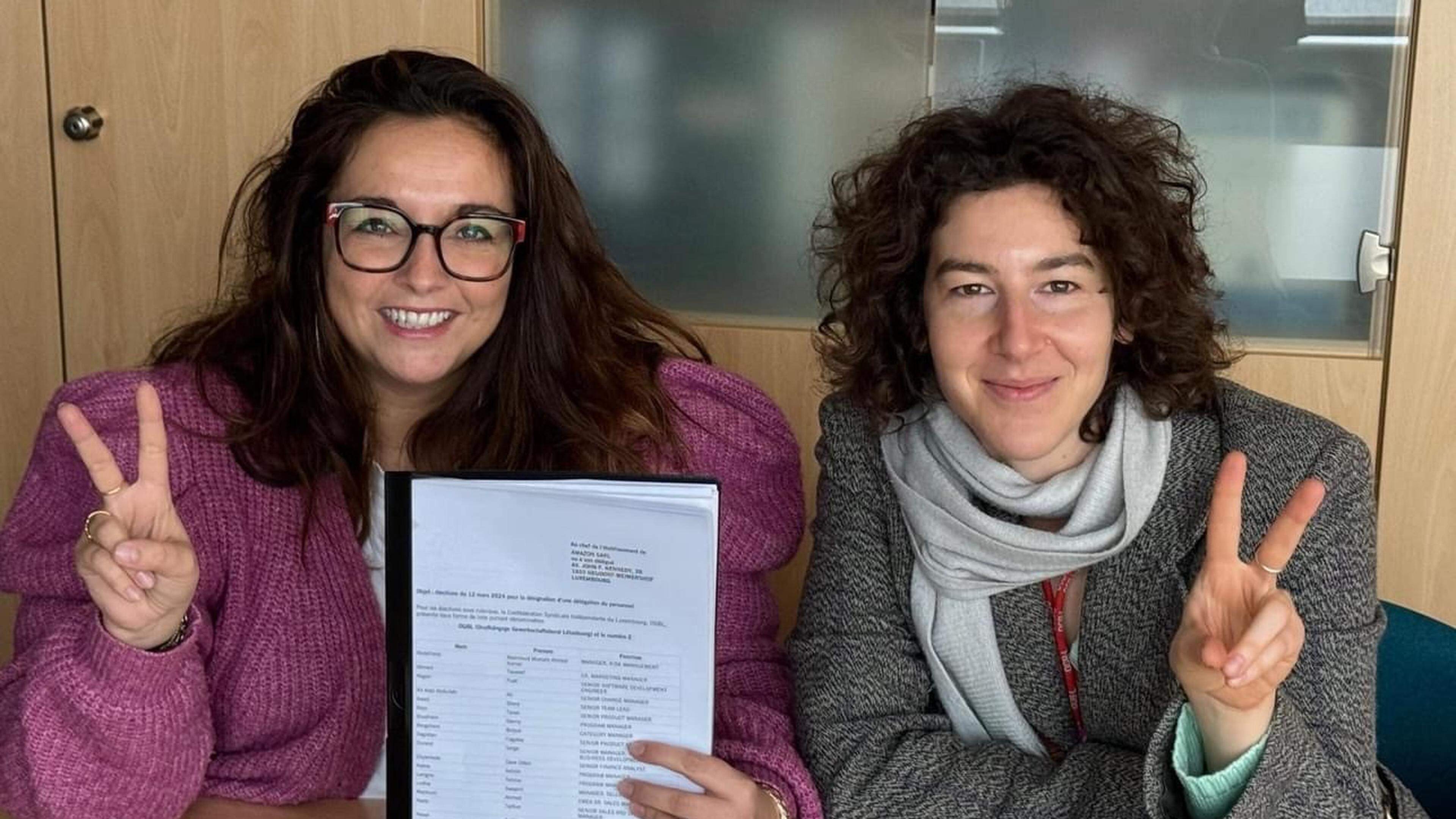 OGBL President Nora Back, pictured with Deputy Central Secretary Isabel Scott, on Monday signed off on the candidate list, which was then delivered it to Amazon’s HR department for countersignature