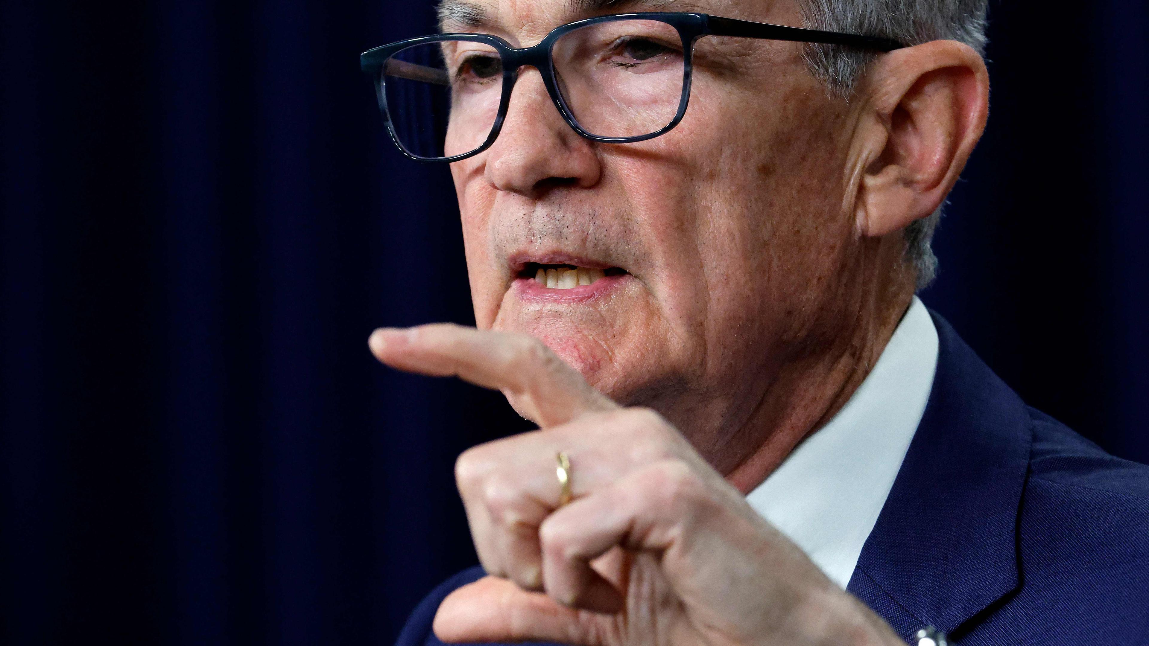 Federal Reserve Bank Chair Jerome Powell announces that interest rates will remain unchanged during a news conference at the bank's William McChesney Martin building on May 01, 2024 in Washington, DC.