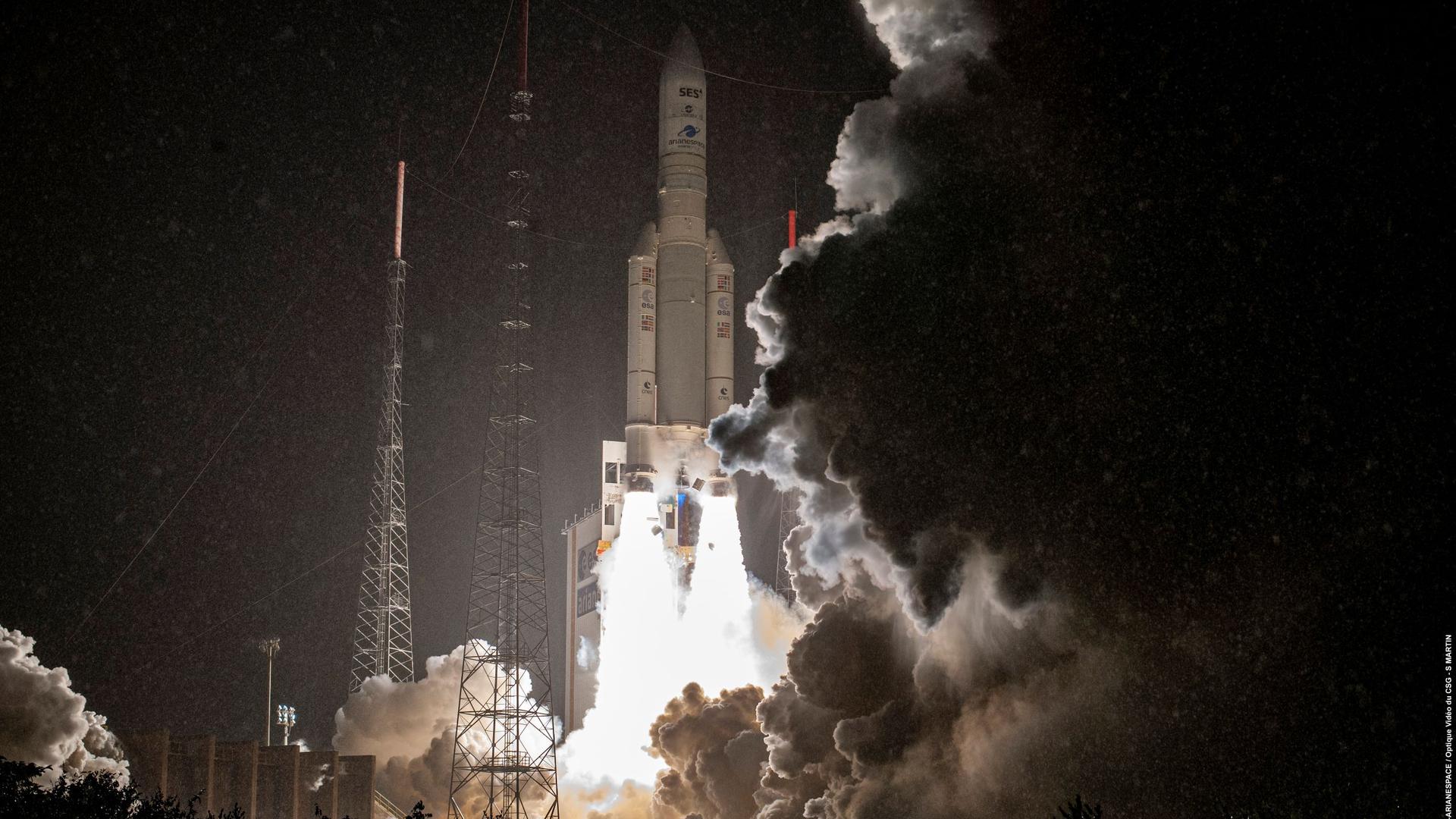 A rocket carrying SES's latest and largest satellite blasted off from French Guiana in October