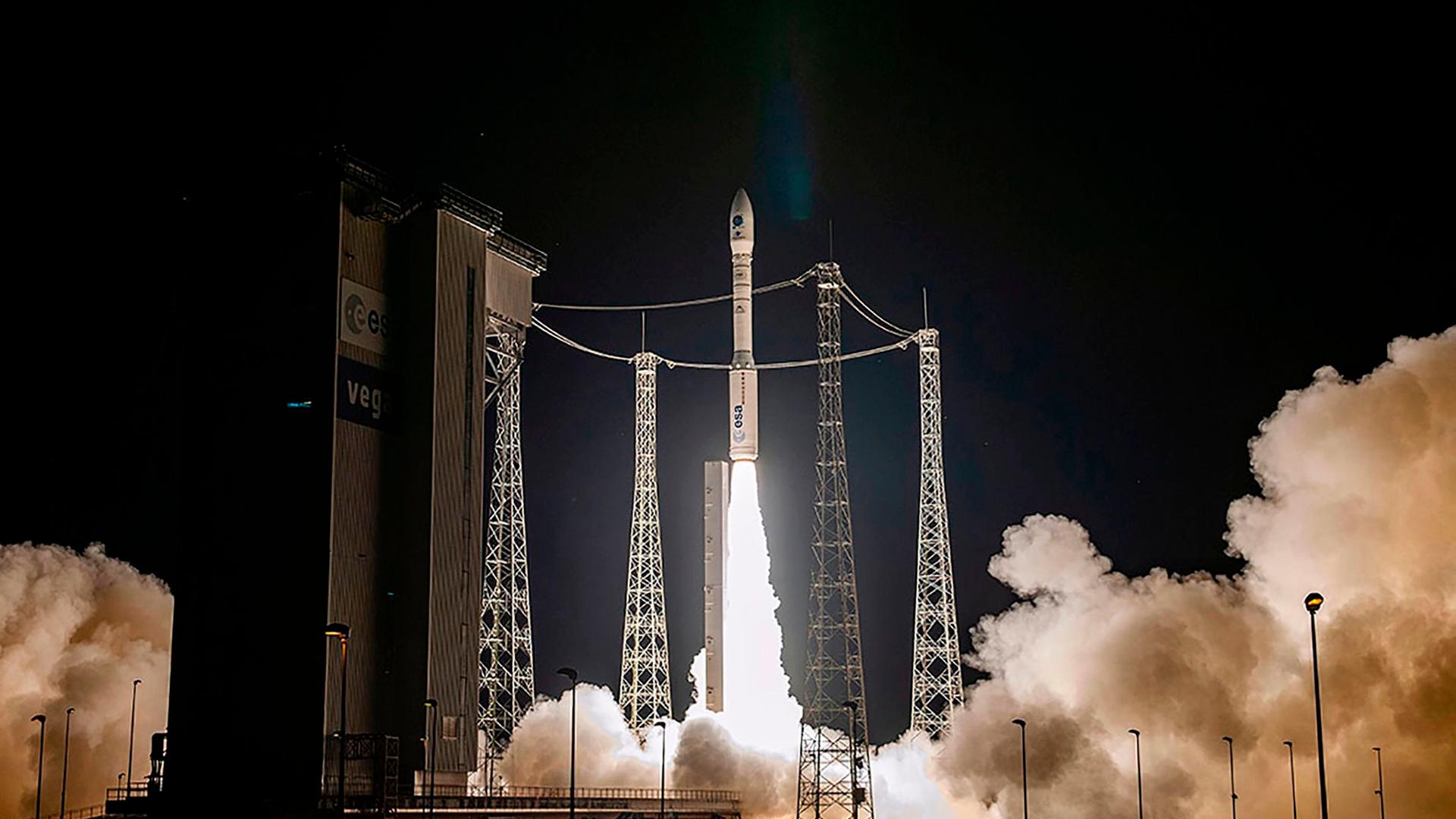 A Vega rocket launched in September from French Guiana carrying a Luxembourg satellite Photo: AFP