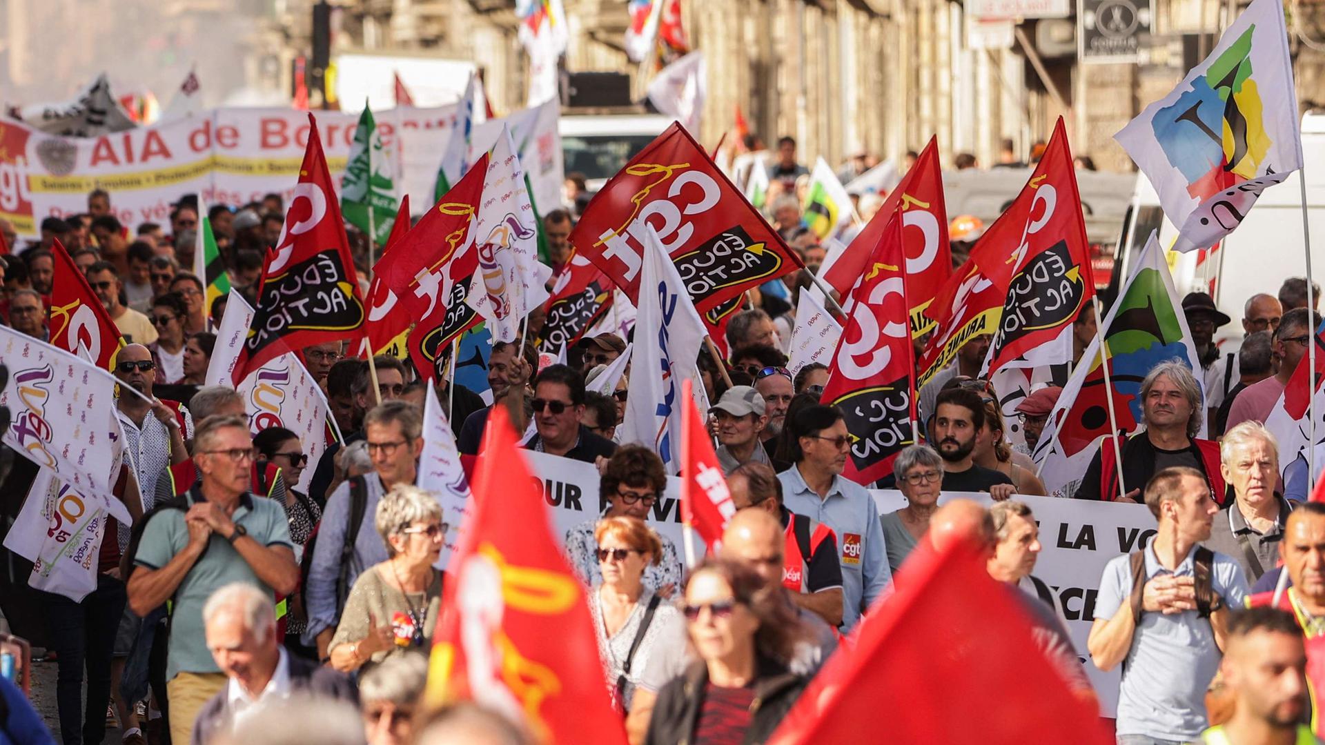 People protest in the western city of Bordeaux on Tuesday
