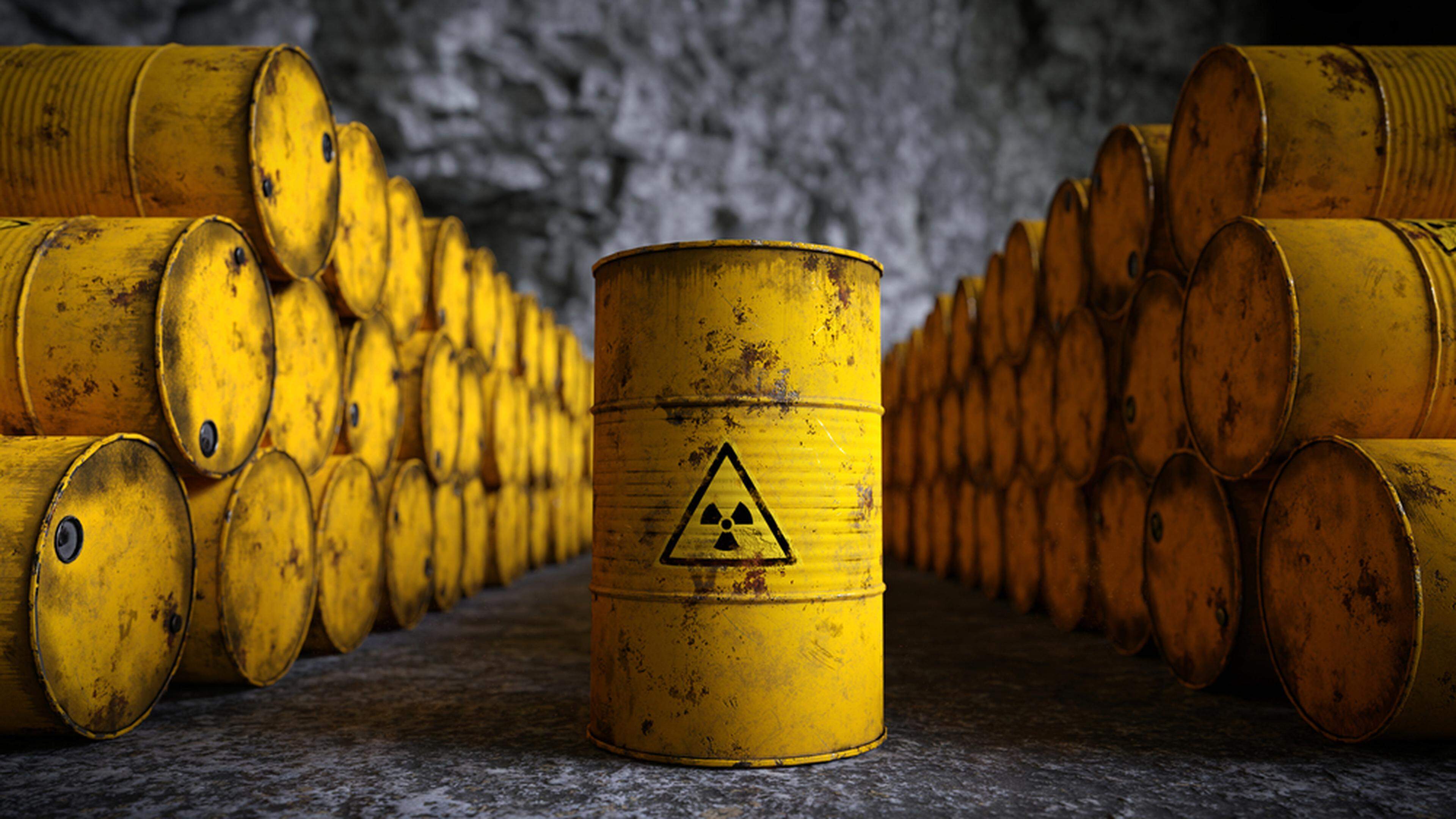 Radioactive waste in barrels