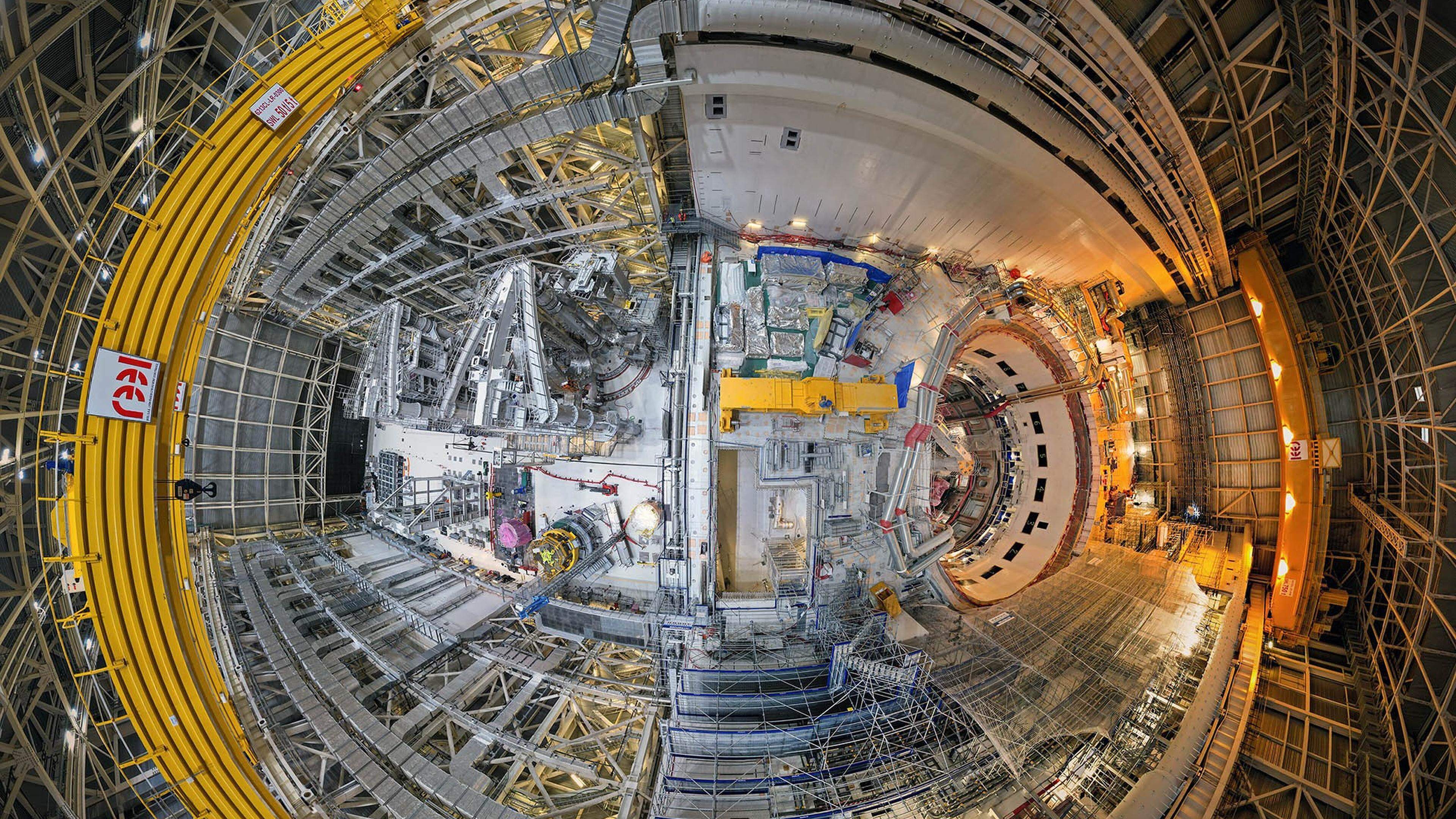 A view inside the pit assembly hall at the Iter nuclear fusion project in Saint-Paul-les-Durance, southern France