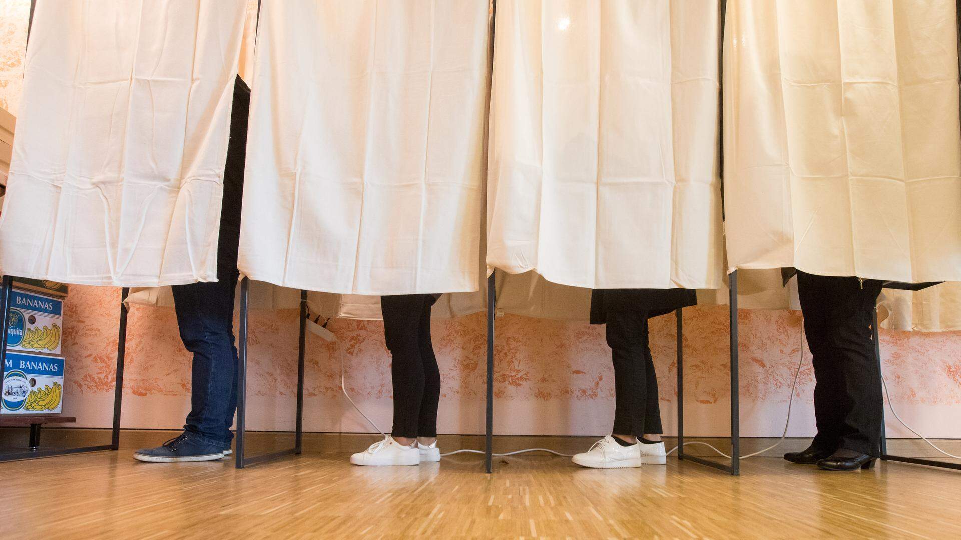 People voting in a voting booth at the last local election