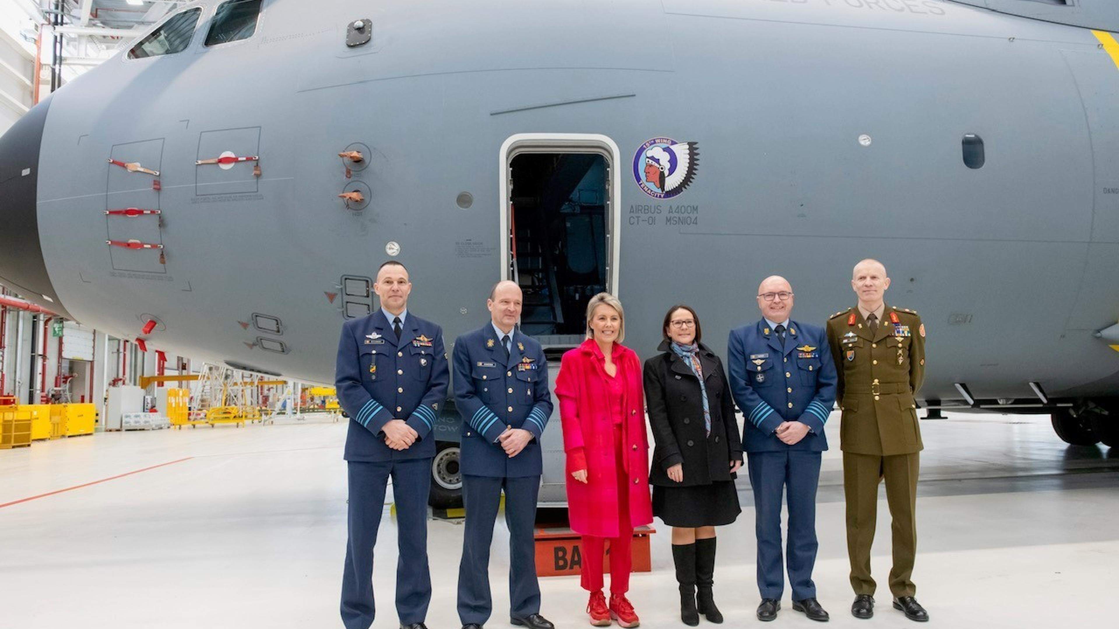 Luxembourg’s defence minister Yuriko Backes at the delivery of the last A400M aircraft to the joint Belgium-Luxembourg fleet in February. Luxembourg’s defence spend still ranks among the lowest of the Nato allies 