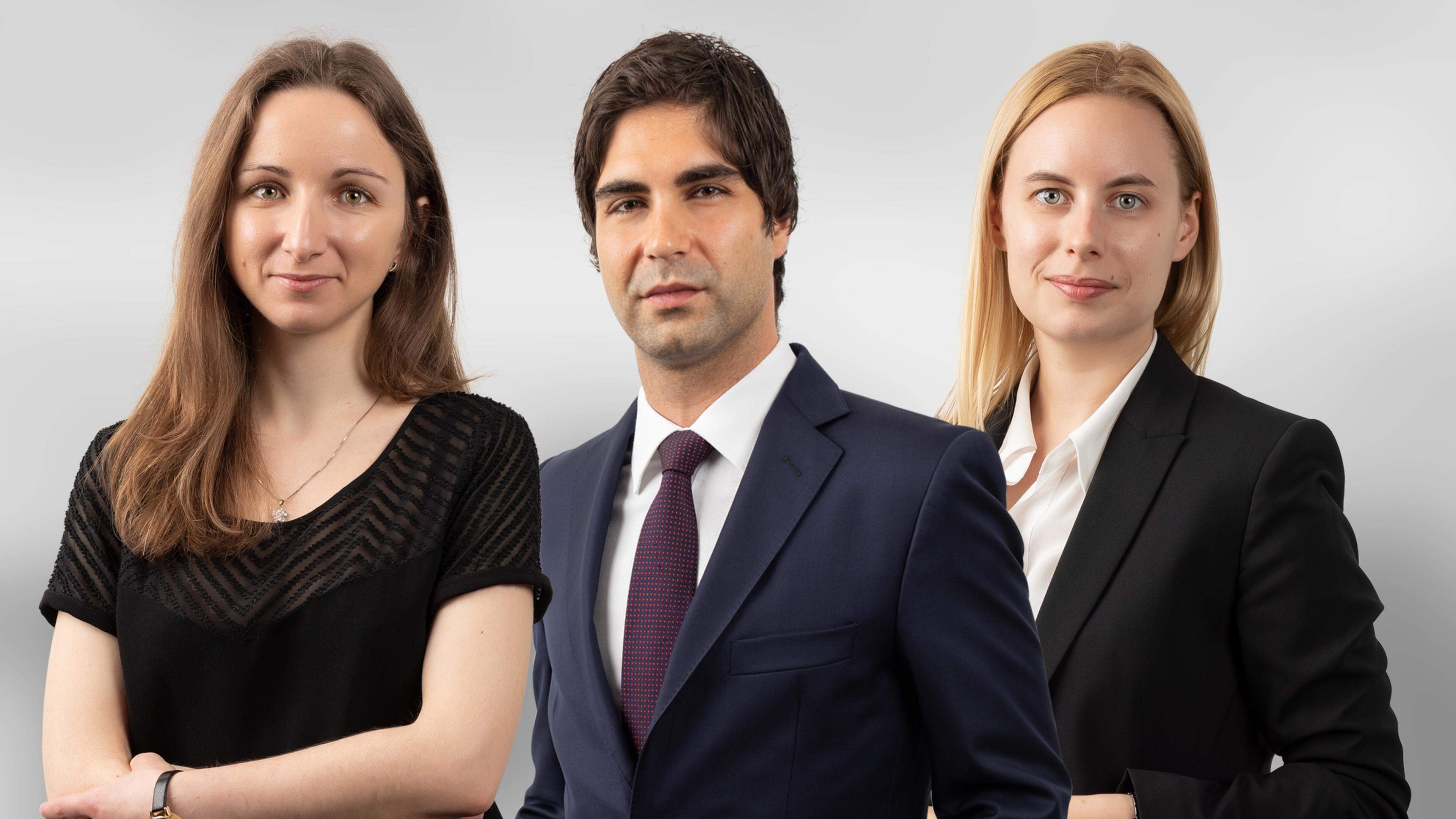 Boika Deleva, Antoine-David Freymann and Katharina Creutz, from left to right, have all been appointed counsel at Clifford Chance in Luxembourg