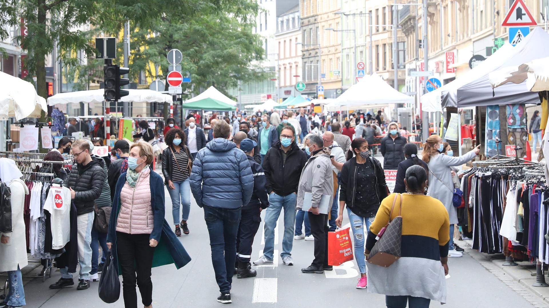 Shoppers in Luxembourg's city centre mingling last year 